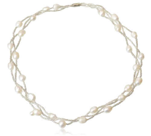 Naszyjnik Perły Rzeczne Koraliki Zapięcie Magnetyczne