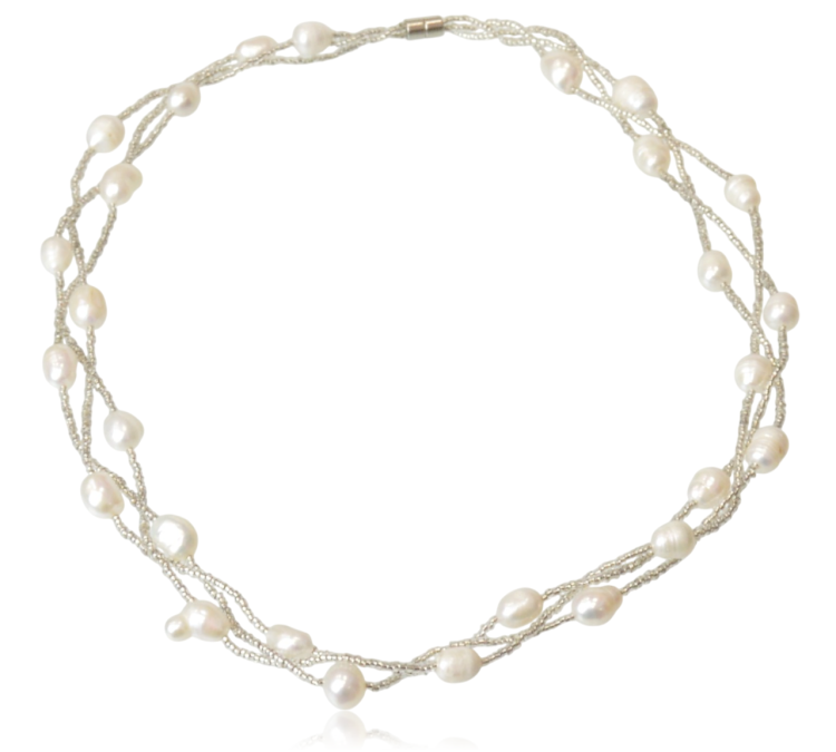 Naszyjnik Perły Rzeczne Koraliki Zapięcie Magnetyczne