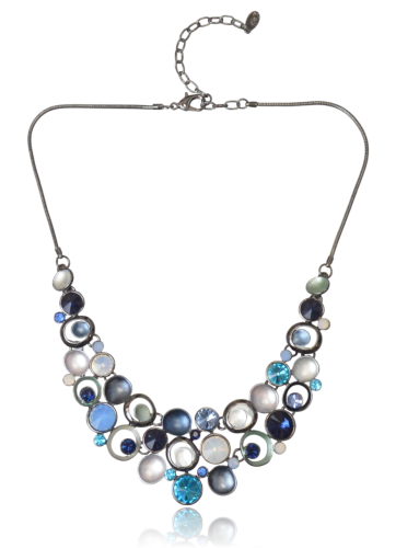 Naszyjnik Emaliowany z Niebieskimi Cyrkoniami Metaloplastyka