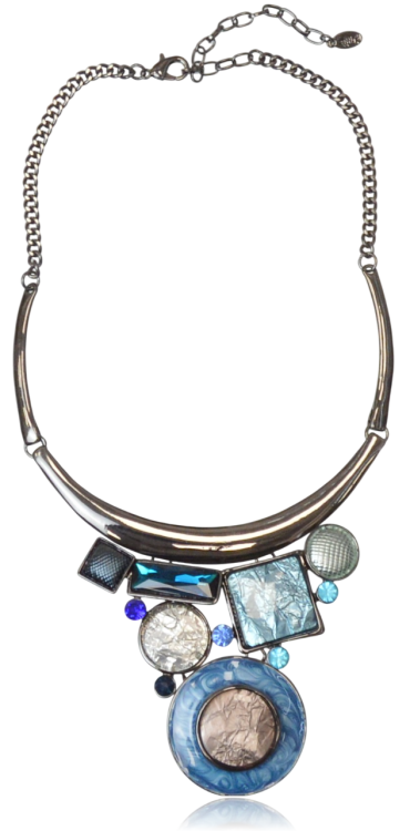 Naszyjnik Kolia Asymetryczna Niebieska Emalia Metaloplastyka