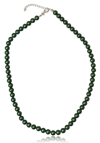 Naszyjnik z Imitacji Pereł Zielony Ø8mm – 45 cm