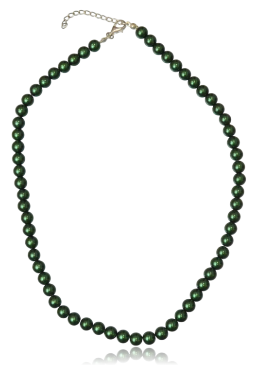 Naszyjnik z Imitacji Pereł Zielony Ø8mm – 45 cm