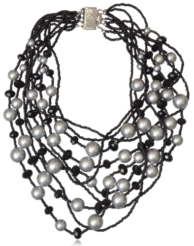 Naszyjnik Stopniowany Retro Perły i Kryształki Bogaty