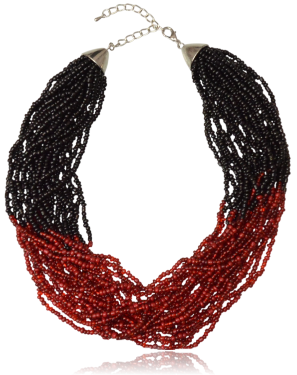 Naszyjnik Wielosznurkowy Sieczka – Czerń i Bordo Ombre