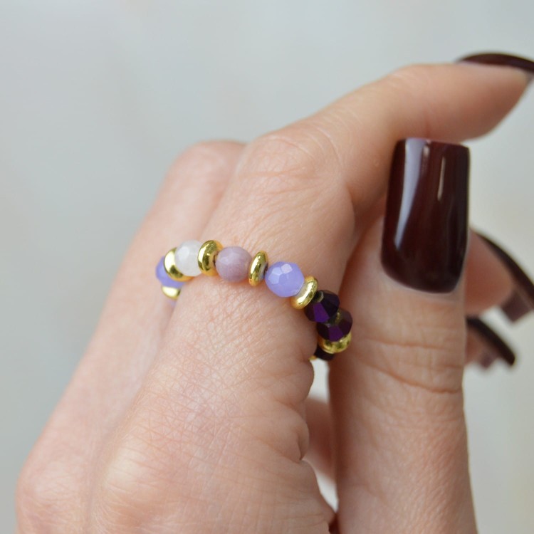 Pierścionek Elastyczny Purple Dream – Handmade