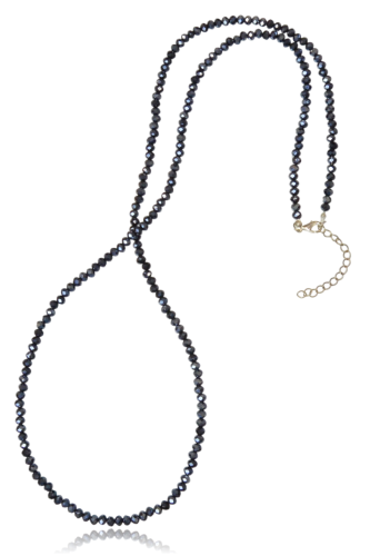 Długie korale kryształki fasetowane granat/grafit