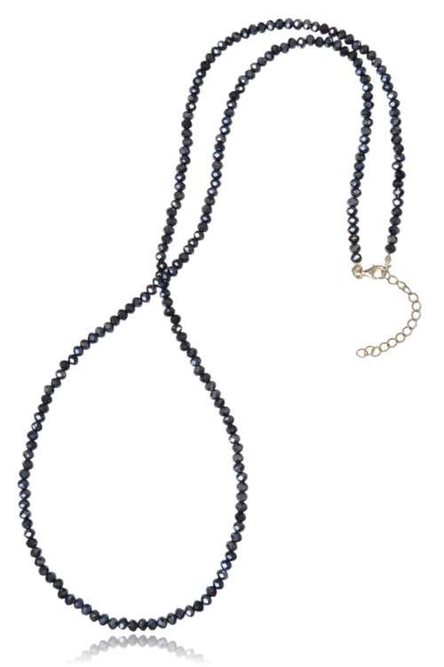 Długie korale kryształki fasetowane granat/grafit