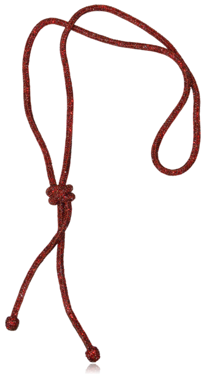 Długi naszyjnik typu Y supełek cyrkonie bordo