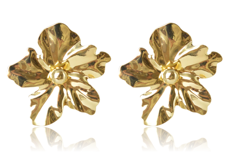 Duże klipsy kwiaty w złotym kolorze