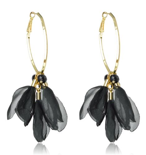 Kolczyki materiałowe na angielskim zapięciu czarne