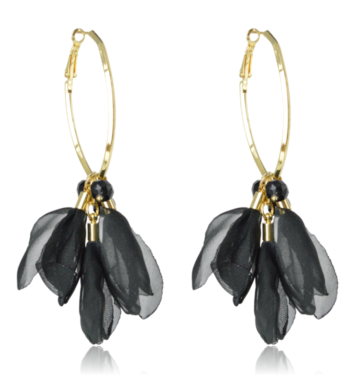 Kolczyki materiałowe na angielskim zapięciu czarne