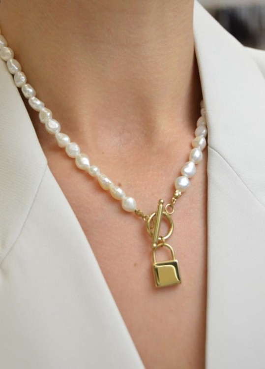 Naszyjnik choker pancerka perła hodowlana