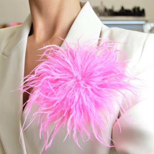 Broszko-spinka pióra marabut landrynkowy