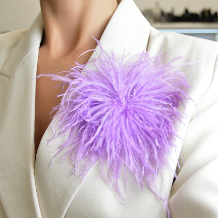 Broszko-spinka pióra marabut lila