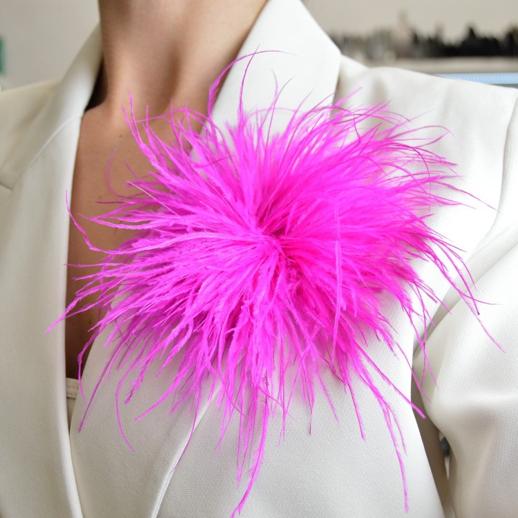 Broszko-spinka pióra marabut fuksja