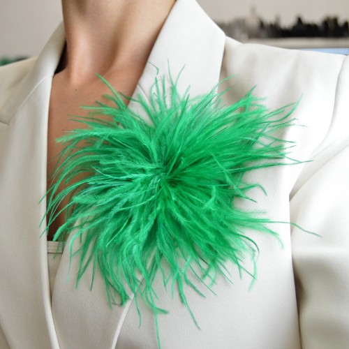 Broszko-spinka pióra marabut malachitowy