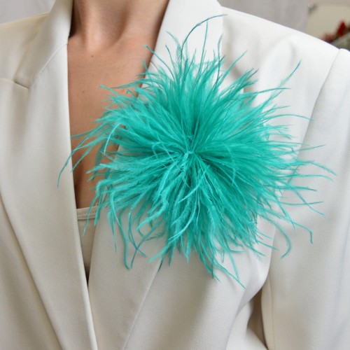 Broszko-spinka pióra marabut turkusowy