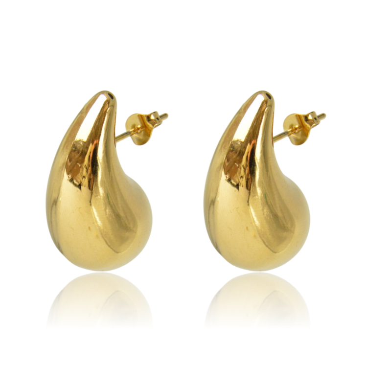 Kolczyki krople dmuchane stalowe złote