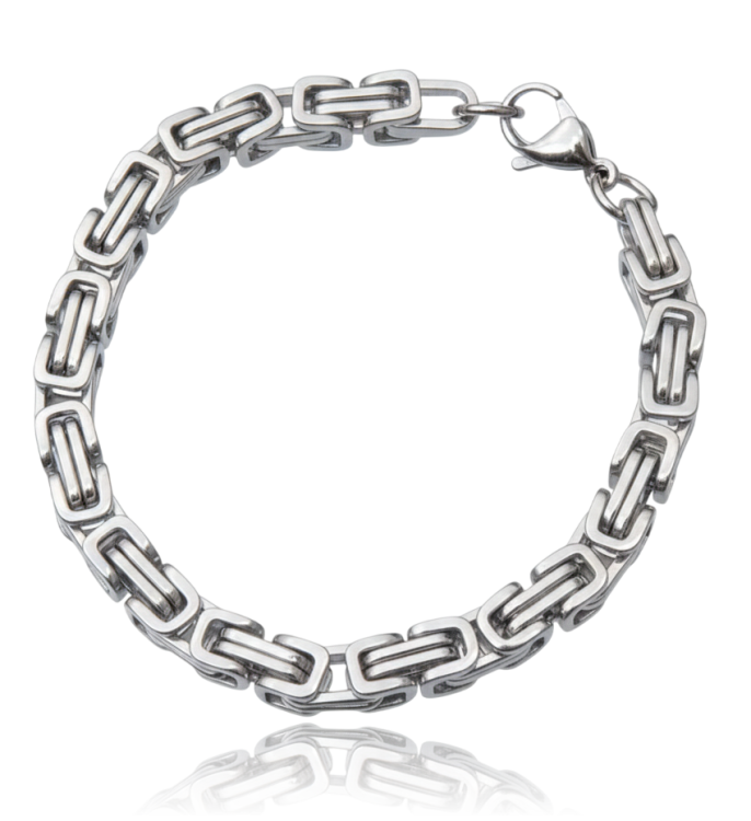 Bransoletka unisex splot bizantyjski srebrna stal