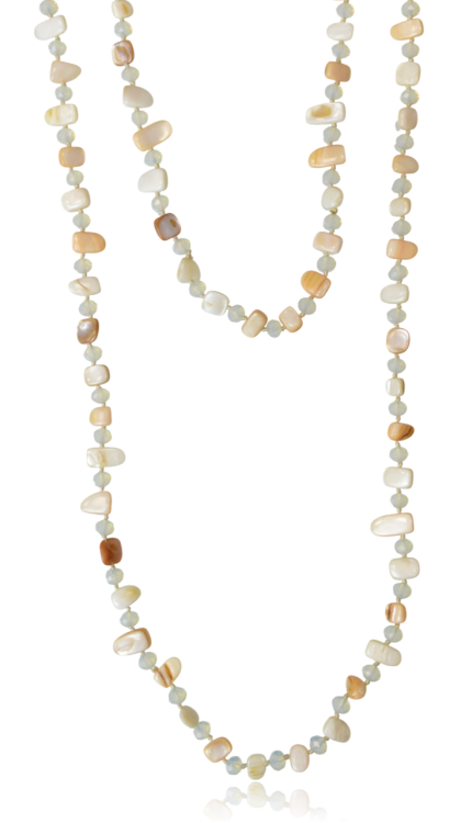 Korale 120 cm z masy perłowej i koralików krem-opal