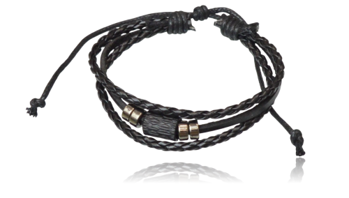 Bransoletka z rzemieni i eko skóry czarna