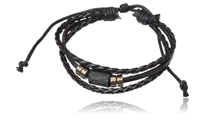 Bransoletka z rzemieni i eko skóry czarna