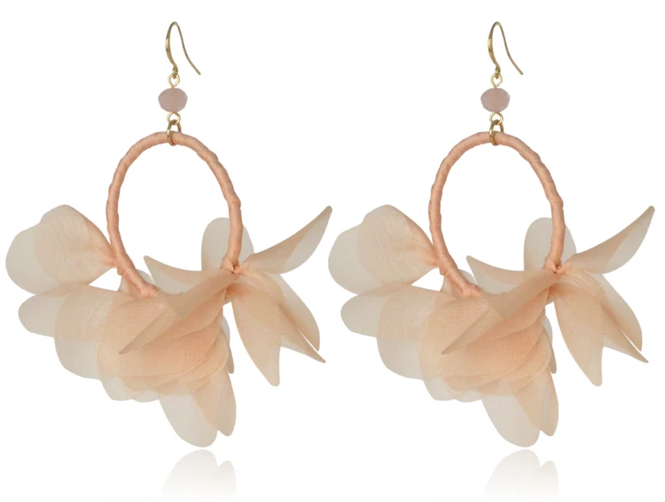 Kolczyki z tkaniny na kole łososiowe