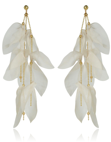 Efektowne, lekkie kolczyki z tkaniny - ivory 17 cm