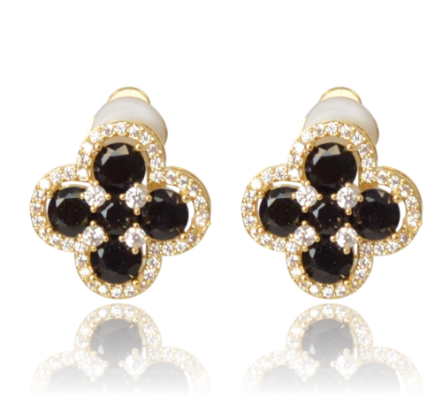 Klipsy pozłacane z cyrkoniami Clover