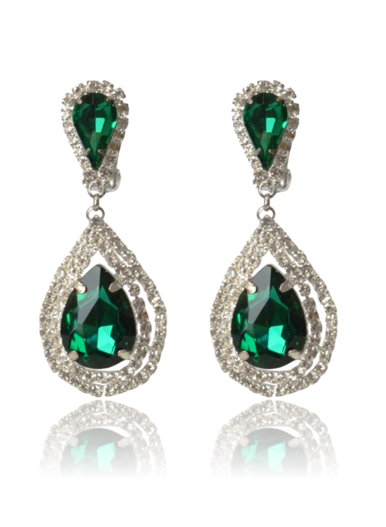 Wiszące klipsy wieczorowe "Emerald Drop"
