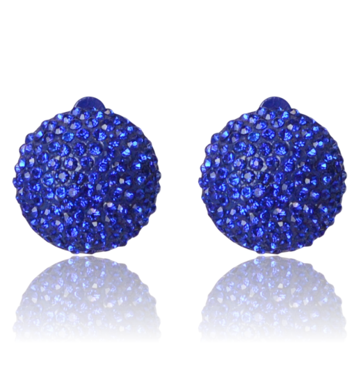 Klipsy kobaltowe kuleczki wysadzane cyrkoniami