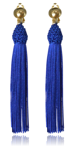 Klipsy szafirowe frędzle