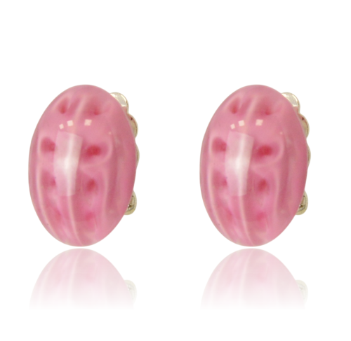 Klipsy owalne guziczki akrylowe różowe