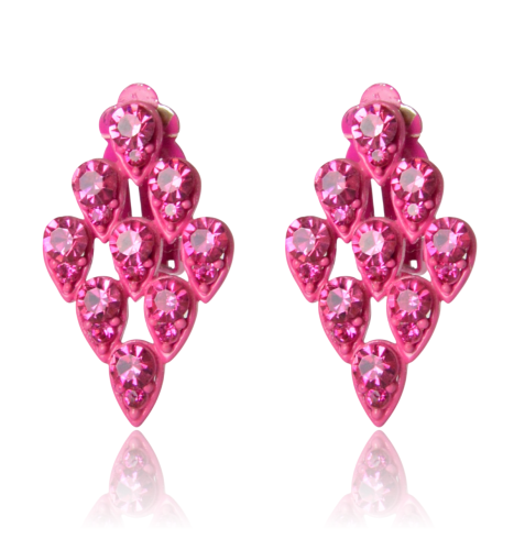 Klipsy ażurowe romby w kolorze fuksji