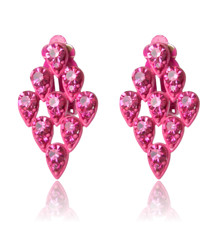 Klipsy ażurowe romby w kolorze fuksji