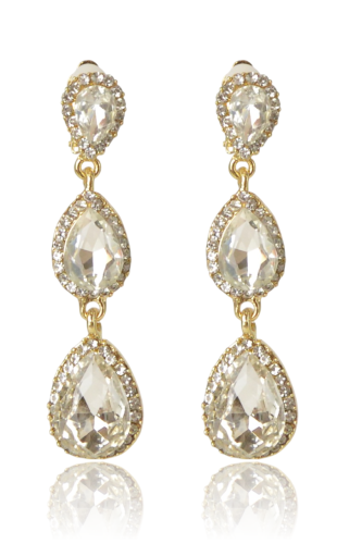 Klipsy wieczorowe kaskadowe łezki złote