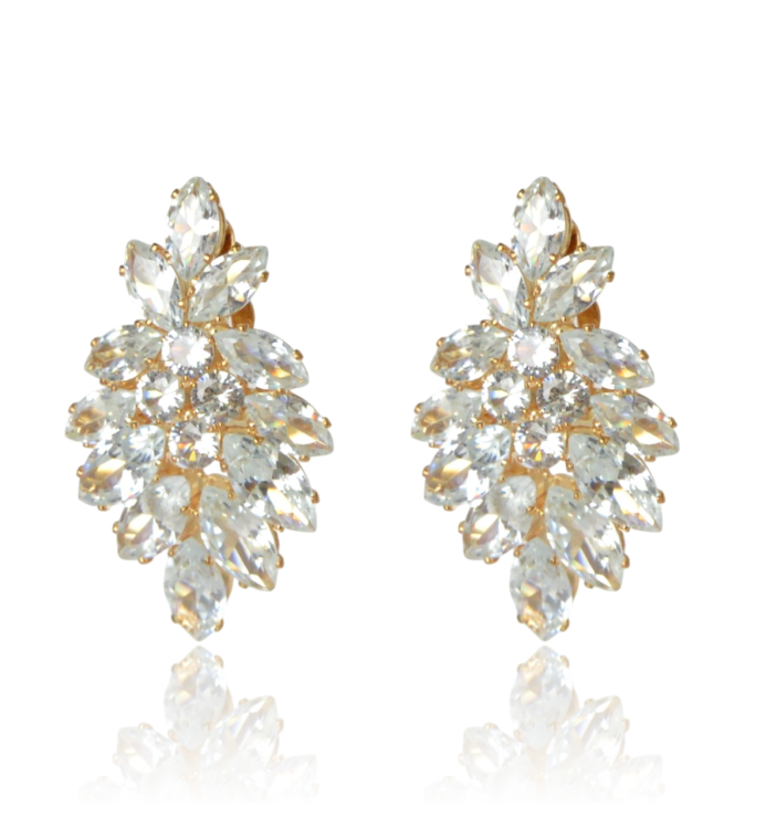 Bogato zdobione klipsy z cyrkonii kubicznych