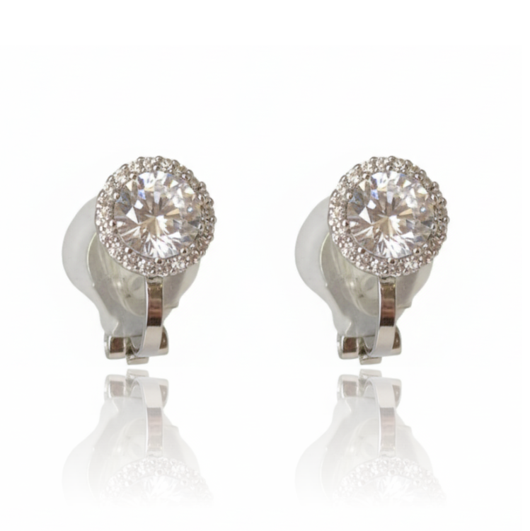 Delikatne stalowe klipsy markizy z cyrkoniami