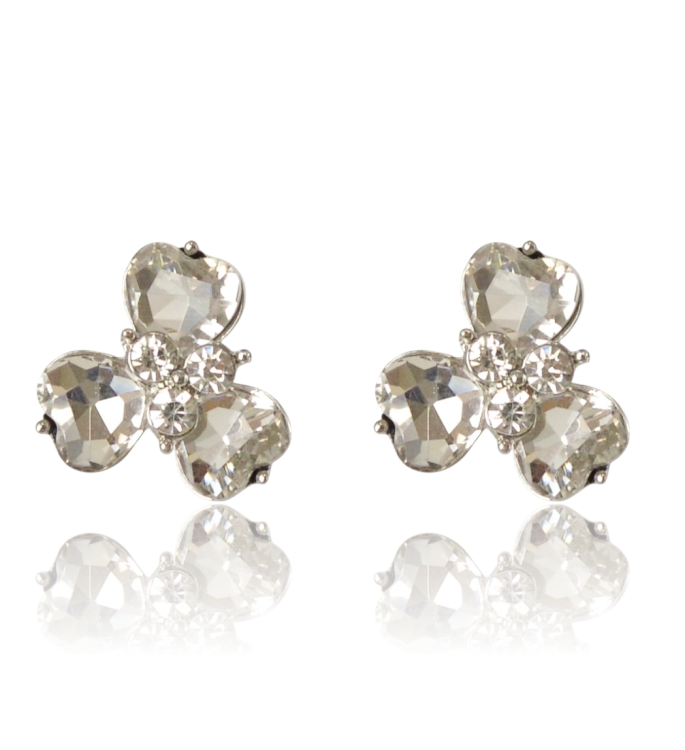 Klipsy koniczynki trójlistne z cyrkonii