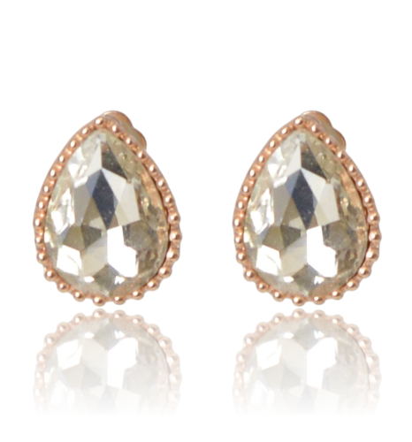 Klipsy kryształowe łezki w oprawie rosegold