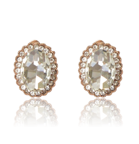 Klipsy owalne markizy w oprawie rosegold