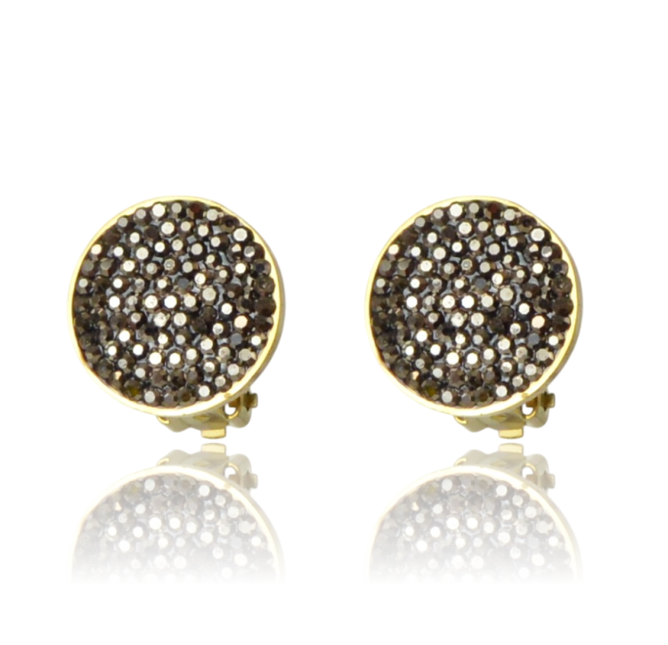 Klipsy „Graphite Sparkle” – Stal Szlachetna i Cyrkonie