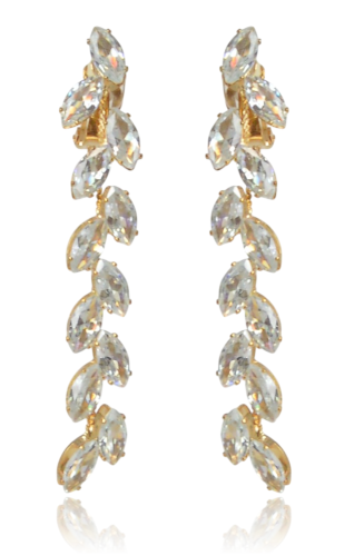 Wiszące klipsy gałązki z cyrkonii kubicznych złote