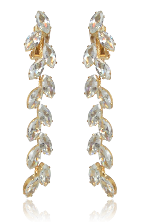 Wiszące klipsy gałązki z cyrkonii kubicznych złote