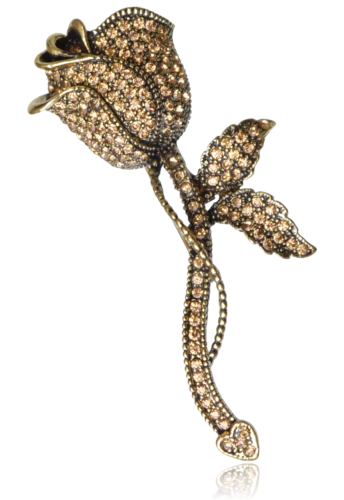 Broszka "Vintage Rose" - szampańskie cyrkonie i antyczne złoto