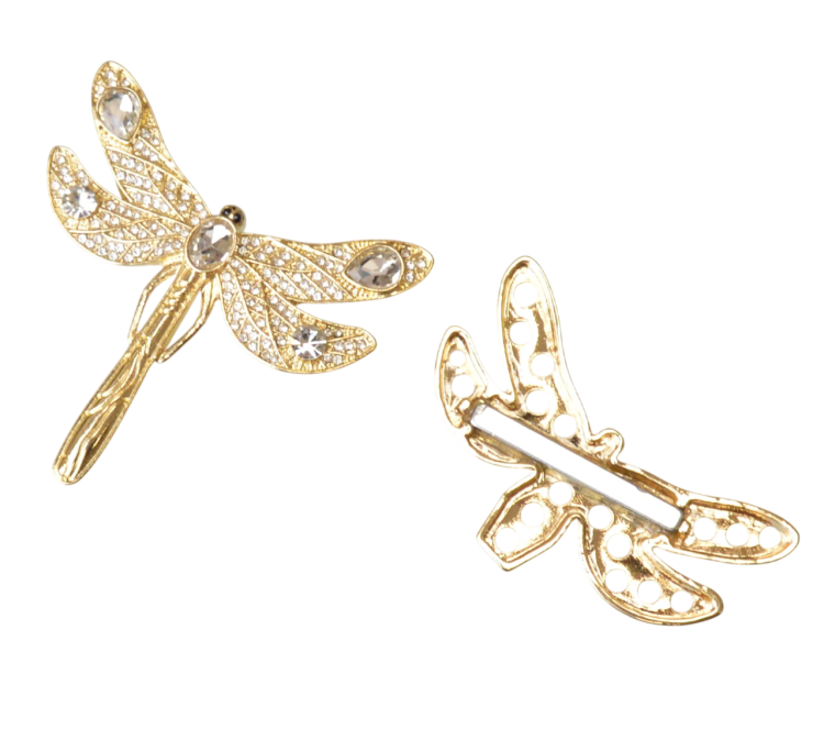 Broszka „Golden Dragonfly” – Złota Ważka na Magnes