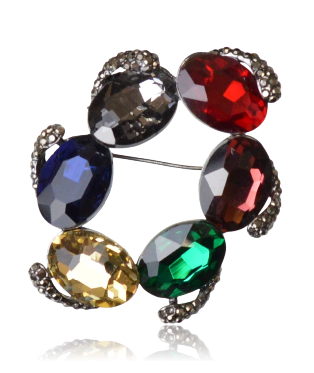 Broszka i wisior 2w1 - Kolorowy Wieniec z cyrkoniami