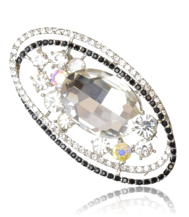Broszka „Oval Moonlight” – Klasyczna Elegancja z Cyrkoniami