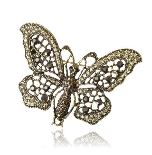 Broszka - Ażurowy motyl w stylu vintage antyczne złoto