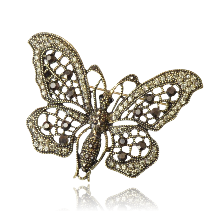 Broszka - Ażurowy motyl w stylu vintage antyczne złoto